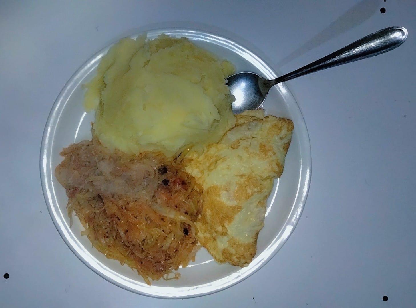 Simple Mashed Potatoes, Fried Eggs & Cabbage